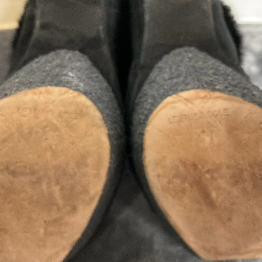 L.A.M.B‎ Platform Suede Leather & Real Fur Booties Size 7.5 Gwen Stefani Booties